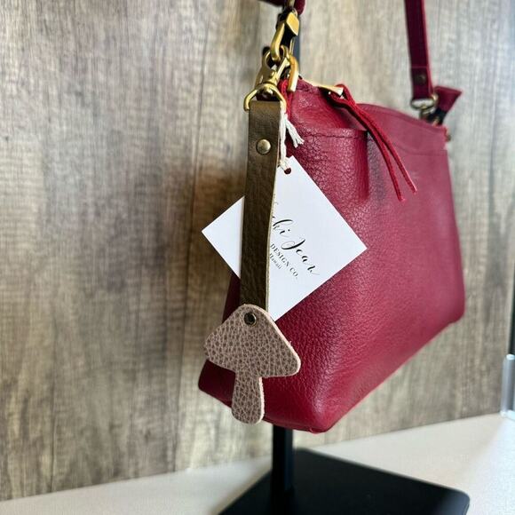 Mushroom Leather Bag Charm Leather Purse Keychain NEW FAST SHIP - Picture 1 of 6